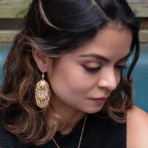Lotta Djossou Boucles d'oreilles Filigrane Mandala Dorées New