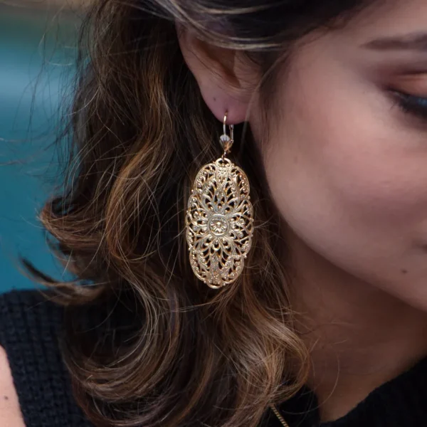Lotta Djossou Boucles d'oreilles Filigrane Mandala Dorées New