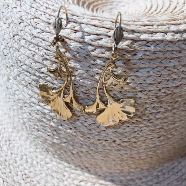 Lotta Djossou Boucles d'Oreilles Ginkgo Dorées Online