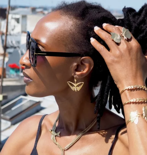 Lotta Djossou Boucles d'Oreilles Hirondelle Dorées Clearance