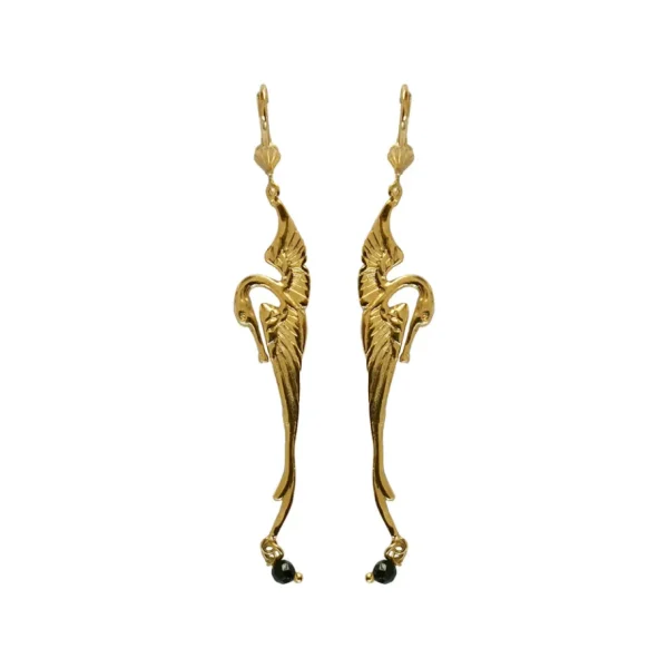 Lotta Djossou Boucles d'Oreilles Héron Dorées Outlet