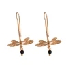 Lotta Djossou Boucles d'Oreilles Libellule Onyx Dorées Discount