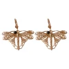 Lotta Djossou Boucles d'Oreilles Libellule Volant Dorées New