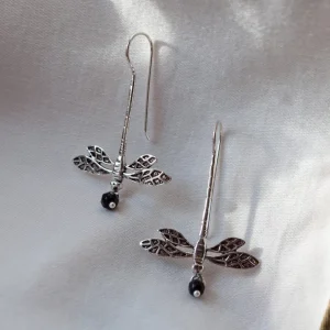 Lotta Djossou Boucles d'Oreilles Libellule Onyx Clearance
