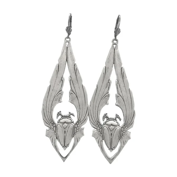 Lotta Djossou Boucles d'Oreilles Long Scarabée Argentées Online