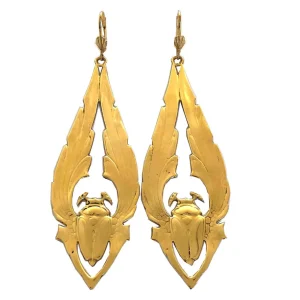 Lotta Djossou Boucles d'Oreilles Long Scarabée Dorées Discount