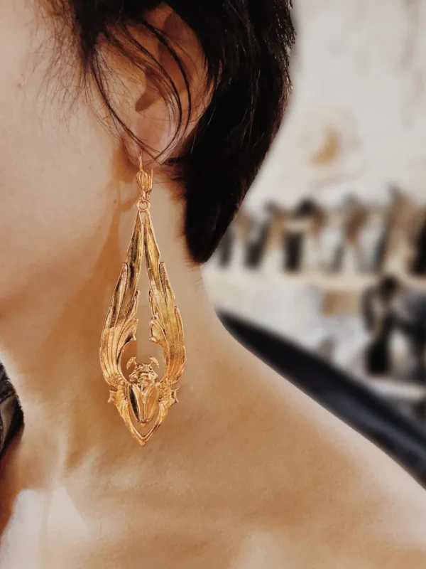 Lotta Djossou Boucles d'Oreilles Long Scarabée Dorées Discount