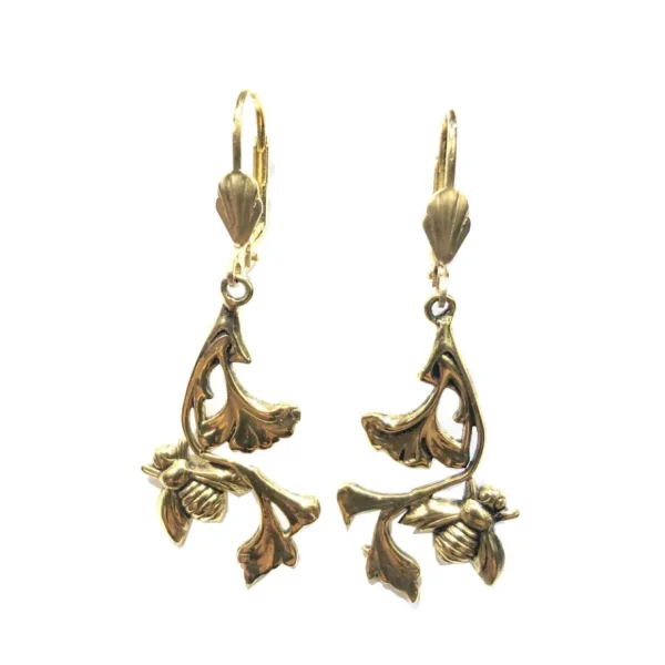 Lotta Djossou Boucles d'Oreilles Nature Dorées New