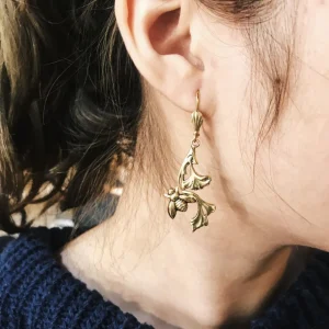 Lotta Djossou Boucles d'Oreilles Nature Dorées New