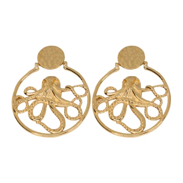 Lotta Djossou Boucles d'Oreilles Octopus Dorées Discount