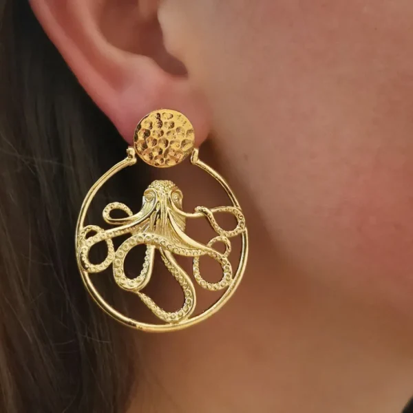 Lotta Djossou Boucles d'Oreilles Octopus Dorées Discount