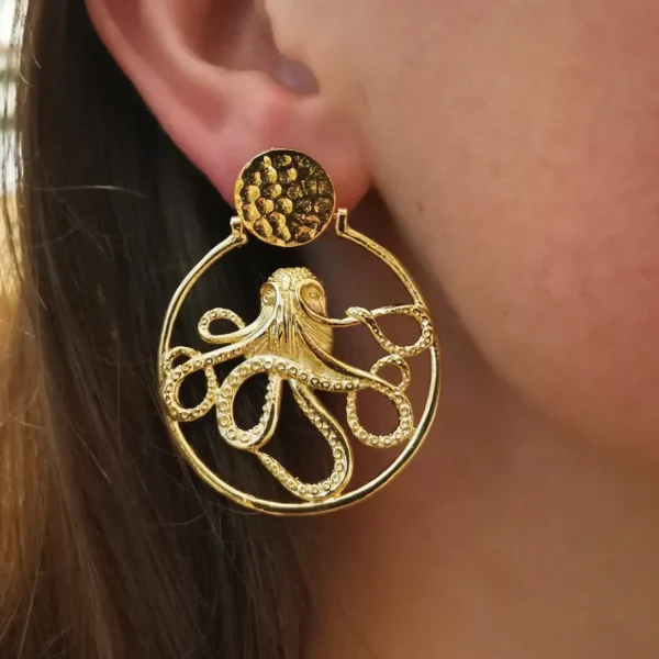 Lotta Djossou Boucles d'Oreilles Octopus Dorées Discount