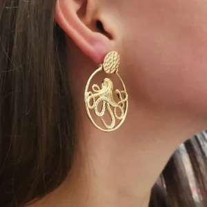 Lotta Djossou Boucles d'Oreilles Octopus Dorées Discount