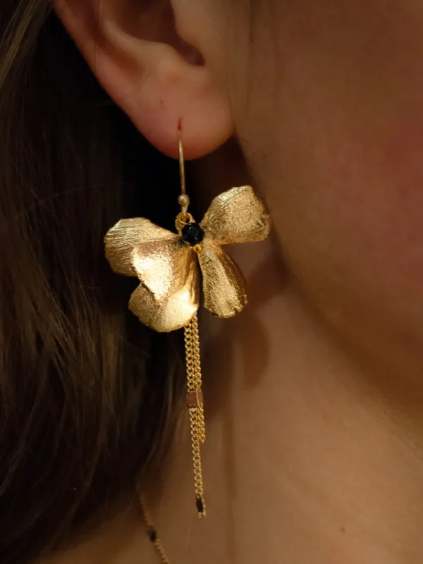 Lotta Djossou Boucles d'Oreilles Pansy Dorées New