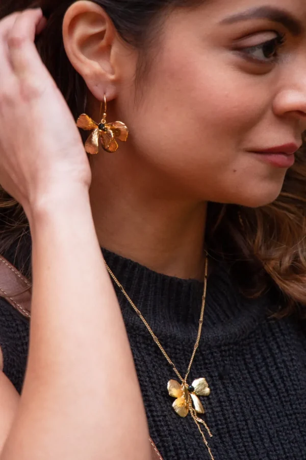 Lotta Djossou Boucles d'Oreilles Pansy Dorées New