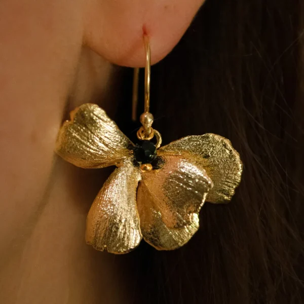 Lotta Djossou Boucles d'Oreilles Pansy Dorées New