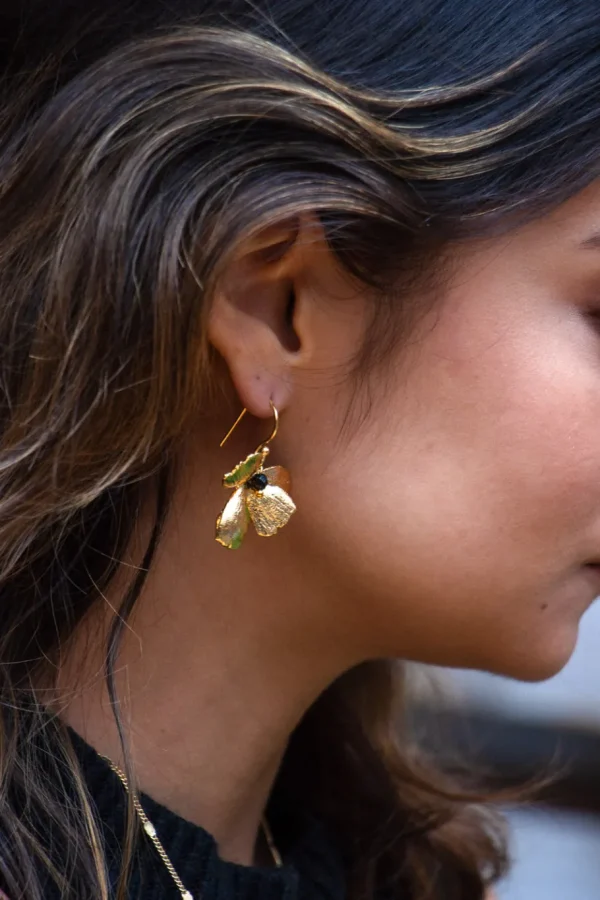 Lotta Djossou Boucles d'Oreilles Pansy Dorées New