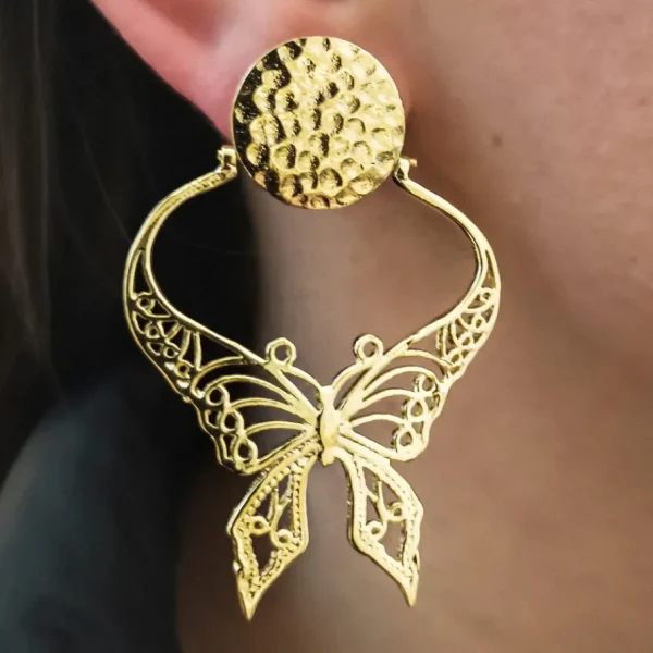 Lotta Djossou Boucles d'Oreilles Papillon Charme Dorées Outlet
