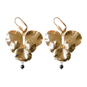 Lotta Djossou Boucles d'Oreilles Pensée Dorées Fashion