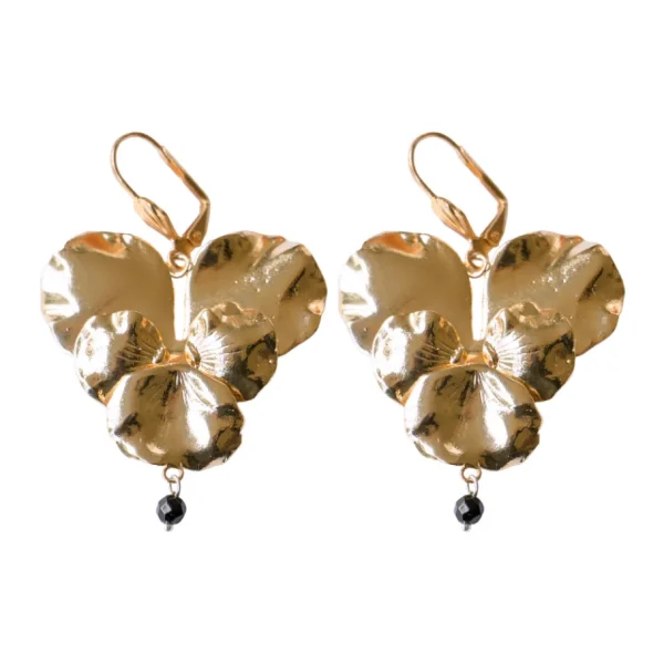 Lotta Djossou Boucles d'Oreilles Pensée Dorées Fashion