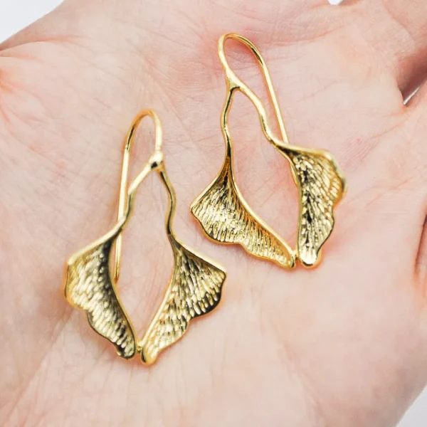 Lotta Djossou Boucles d'Oreilles Petit Ginkgo Dorées Fashion