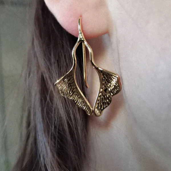 Lotta Djossou Boucles d'Oreilles Petit Ginkgo Dorées Fashion