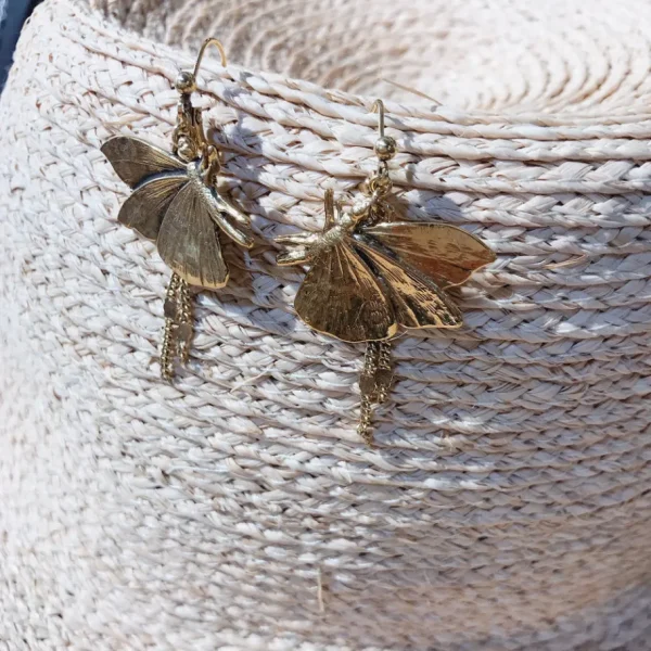Lotta Djossou Boucles d'Oreilles Petit Papillon Dorées Fashion