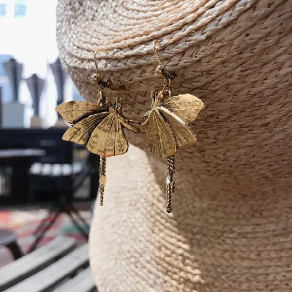 Lotta Djossou Boucles d'Oreilles Petit Papillon Dorées Fashion