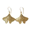 Lotta Djossou Boucles d'Oreilles Petite Feuille de Ginkgo Dorées Fashion