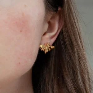 Lotta Djossou Boucles d'Oreilles Petite Bee Dorées New