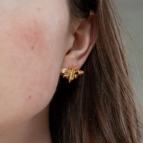 Lotta Djossou Boucles d'Oreilles Petite Bee Dorées New