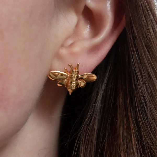 Lotta Djossou Boucles d'Oreilles Petite Bee Dorées New