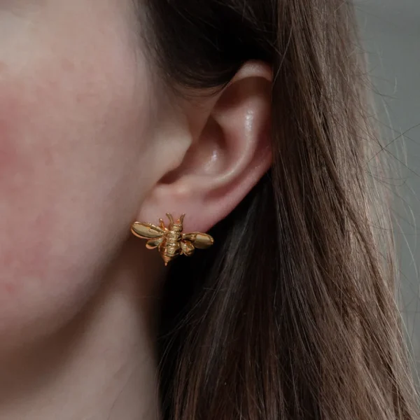 Lotta Djossou Boucles d'Oreilles Petite Bee Dorées New
