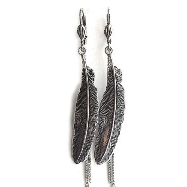 Lotta Djossou Boucles d'oreilles Plume New