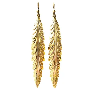 Lotta Djossou Boucles d'Oreilles Plume Coco Dorées Outlet