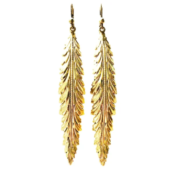Lotta Djossou Boucles d'Oreilles Plume Coco Dorées Outlet