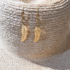 Lotta Djossou BOUCLES D'OREILLES PLUME DOREES Outlet