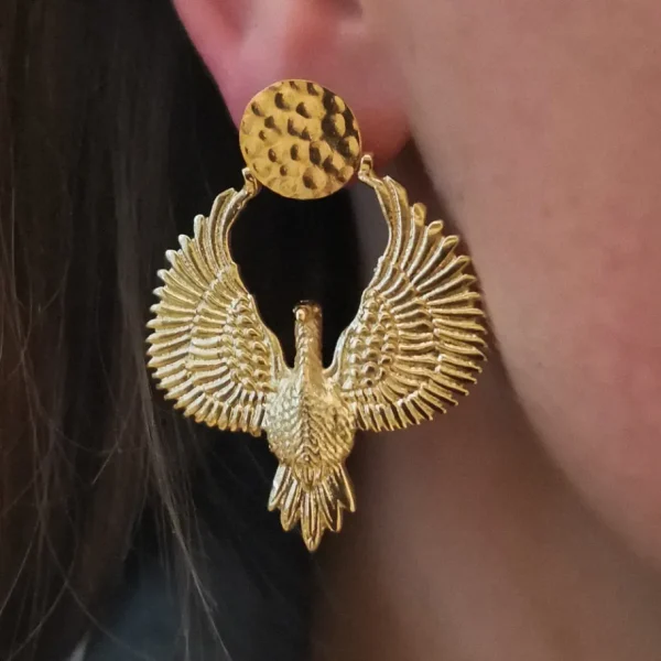 Lotta Djossou Boucles d'Oreilles Puces Aigle Dorées Hot