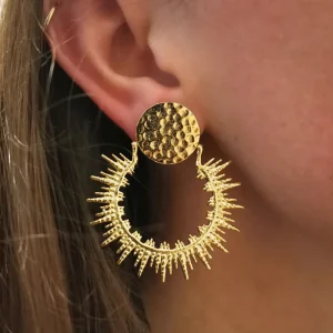 Lotta Djossou Boucles d'Oreilles Soleil Dorées Outlet