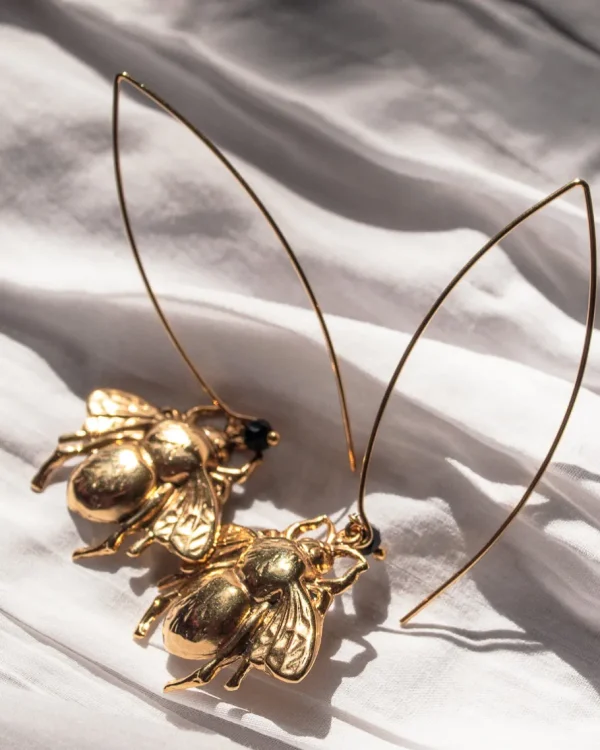 Lotta Djossou Boucles d'Oreilles Tige Bee Dorées Online