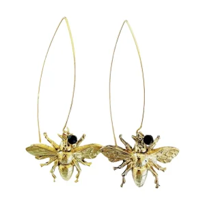 Lotta Djossou Boucles d'Oreilles Tige Insecte Dorées New