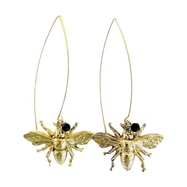 Lotta Djossou Boucles d'Oreilles Tige Insecte Dorées New