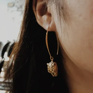 Lotta Djossou Boucles d'Oreilles Tige Panthère Dorées Hot
