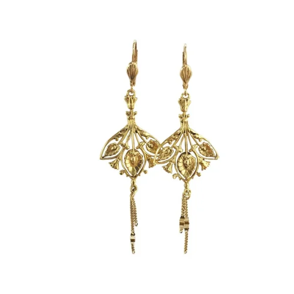 Lotta Djossou Boucles d'oreilles Trois Feuilles Dorées New