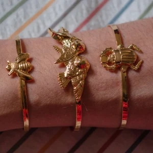 Lotta Djossou Bracelet 2 Mini Scarabées doré Clearance