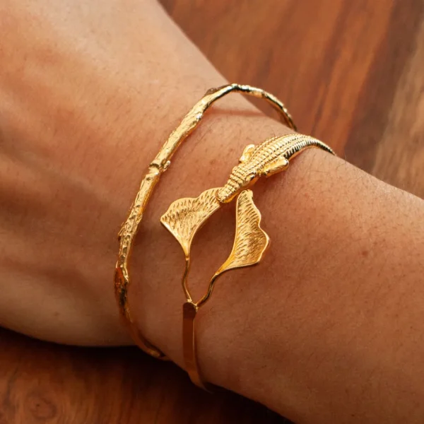 Lotta Djossou Bracelet Crocodile Ginkgo Doré Online