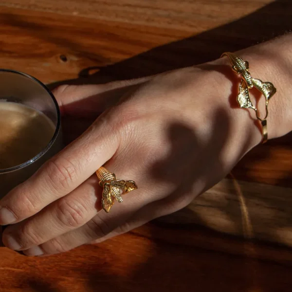 Lotta Djossou Bracelet Crocodile Ginkgo Doré Online