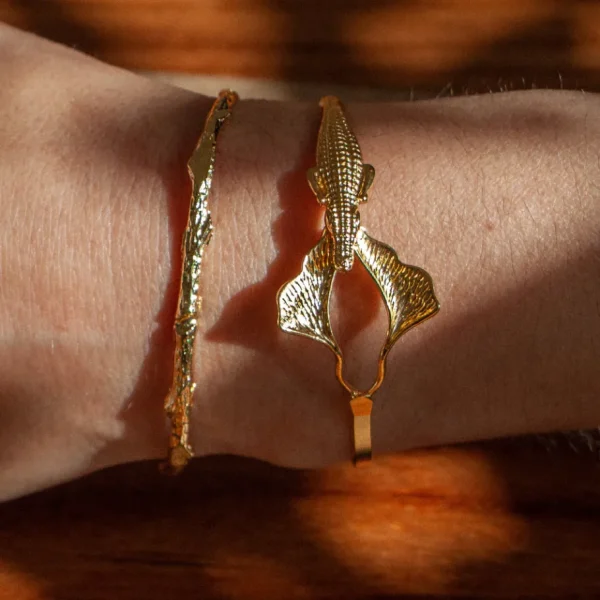 Lotta Djossou Bracelet Crocodile Ginkgo Doré Online