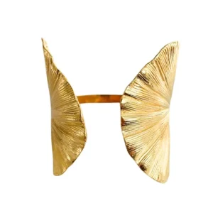 Lotta Djossou Bracelet Double Feuille de Ginkgo Doré Fashion
