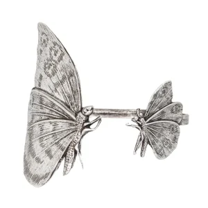 Lotta Djossou Bracelet Double Papillon Argenté Hot